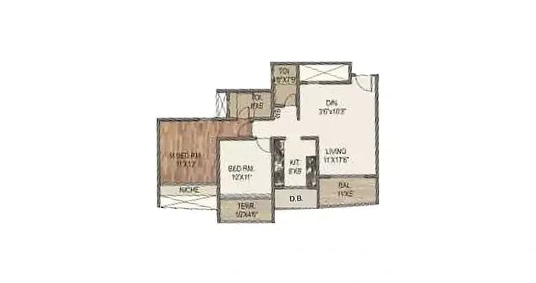 Floor Plan 2 BHK-791 - 924 Sq.ft.