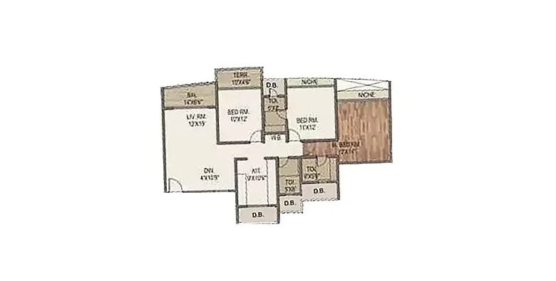 Floor Plan 3 BHK-1094-1373 Sq.ft.